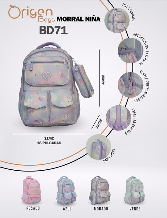 Morral Origen + Cartucherra 2 bolsillos pequeños
