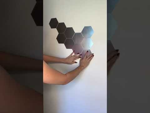 Video 2 Espejo Hexagonal Decorativo por 12 Piezas muchi