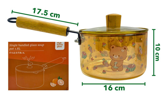 Olla de vidrio con mango de madera MU12